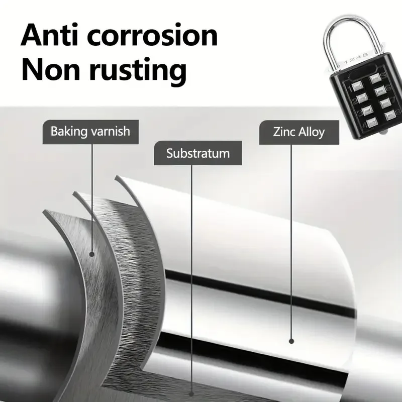 8-значная комбинация, наружная кнопка, водонепроницаемый навесной замок с произвольным кодом, цинковый сплав, домашний шкафчик, кодовый замок, противоугонный замок для комнаты