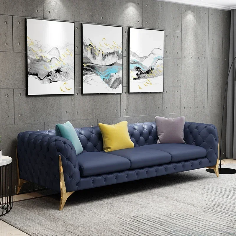 

for Home furniture Chesterfield Design Royal Luxury Gold foot Living Room Leather Velvet Sofa set