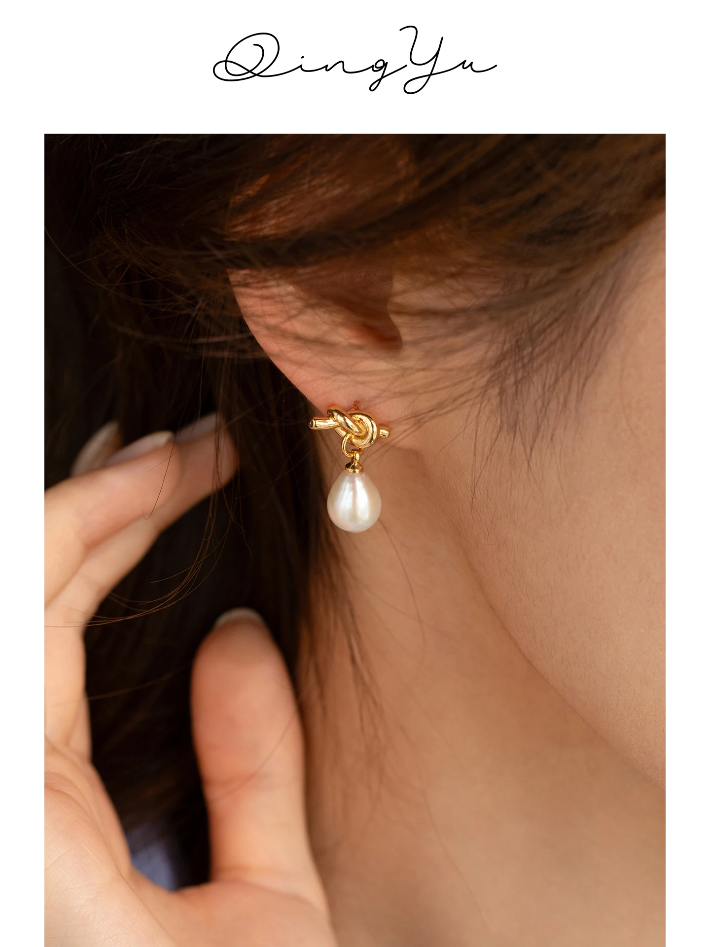 baroque-freshwater-genuine-pearl-drop-earrings-golden-knot-pendant-elegant-waterdrop-design-pure-online-sale-exclusive-item