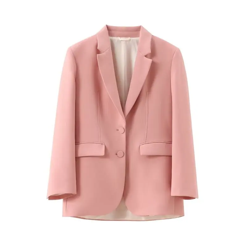 

Summer 2024 Women's Loose Fit Long Sve V-Ne Straight Jaet Suit Outerwear Versatile Commute Sle Regular Length