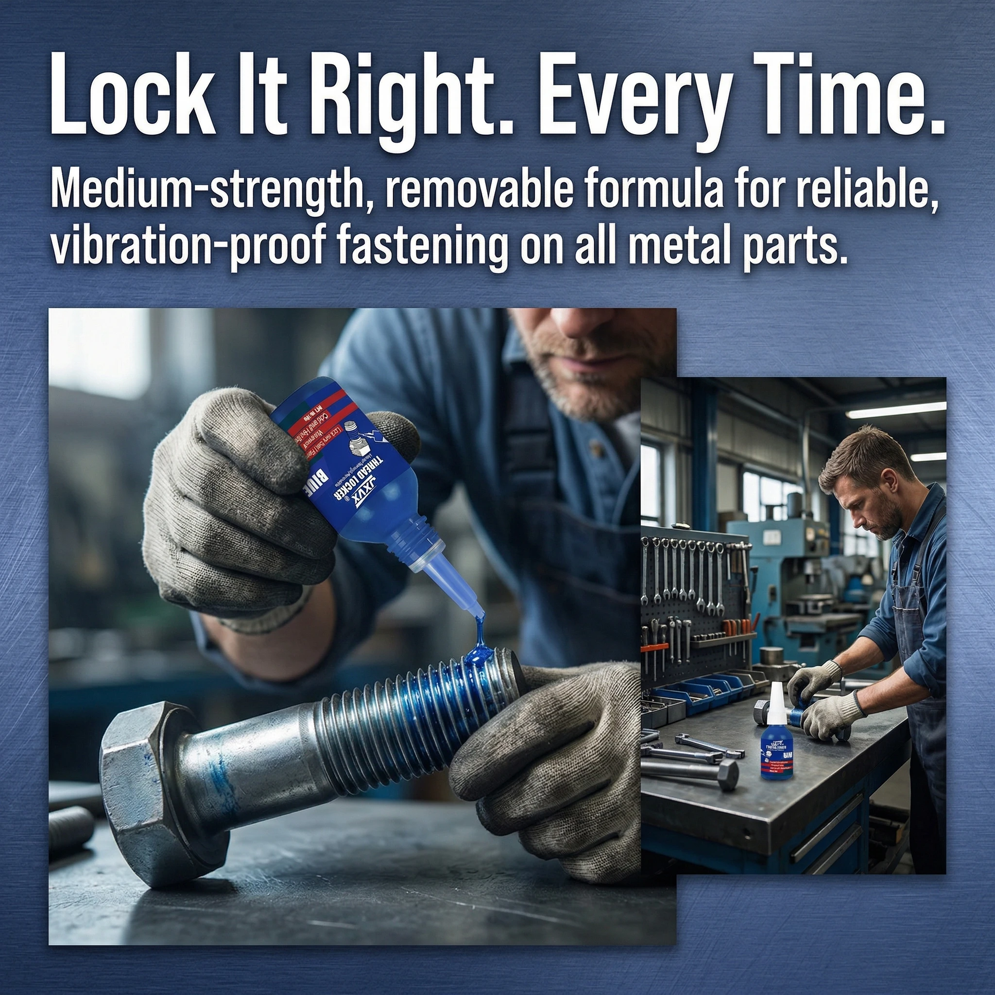 Medium Strength Blue Anaerobic Glue, (Equivalent to Loctite) Anaerobic Adhesive Sealant Medium-High Strength, Oil and High Temperature Resistant Blue, Removable, 10ml