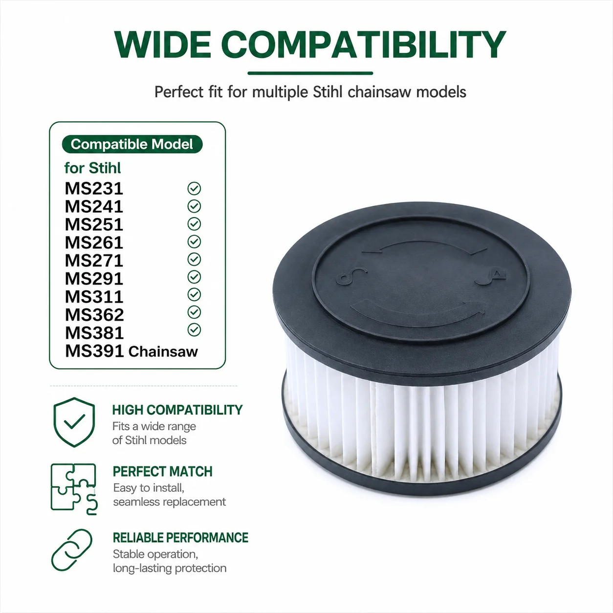Air Filter Cleaner for Stihl MS231 MS241 MS251 MS261 MS271 MS291 MS311 MS362 MS381 MS391 Chainsaw # 1141 140 4400