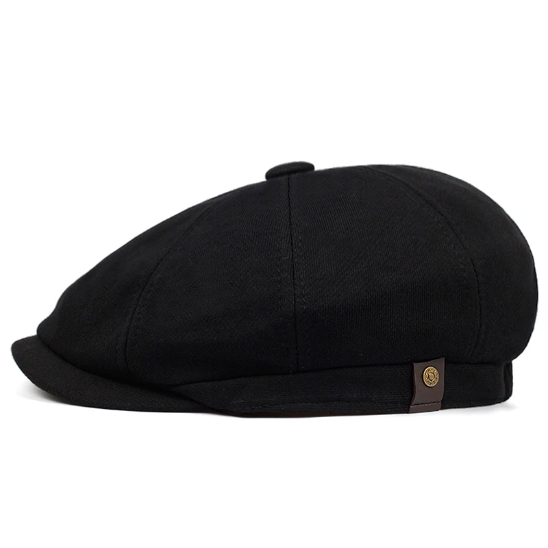 2022 Hot Sale Cotton Black Cap Cap High Quality Beret Cap Man Ivy Newsboy Hat Men Ladies Beret Peaky Blinders Wholesale