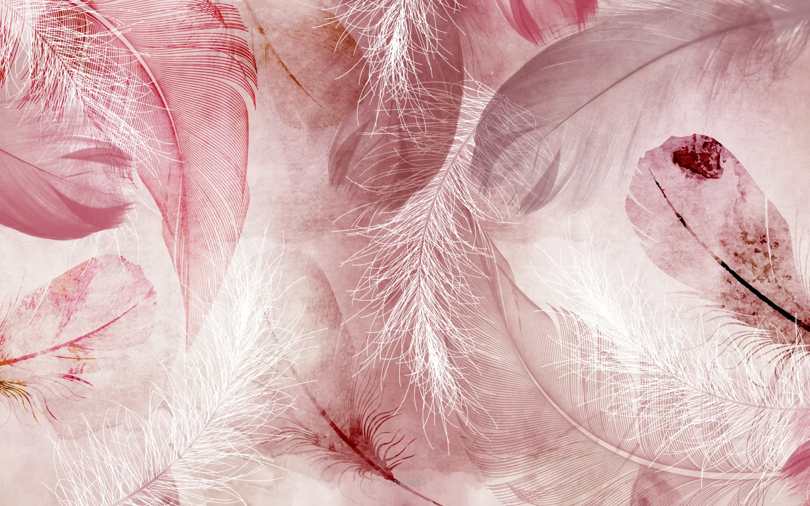 Customized wallpaper, pink feather mural, home decoration, black and white feather decoration painting Tapestry 3d wallpaper