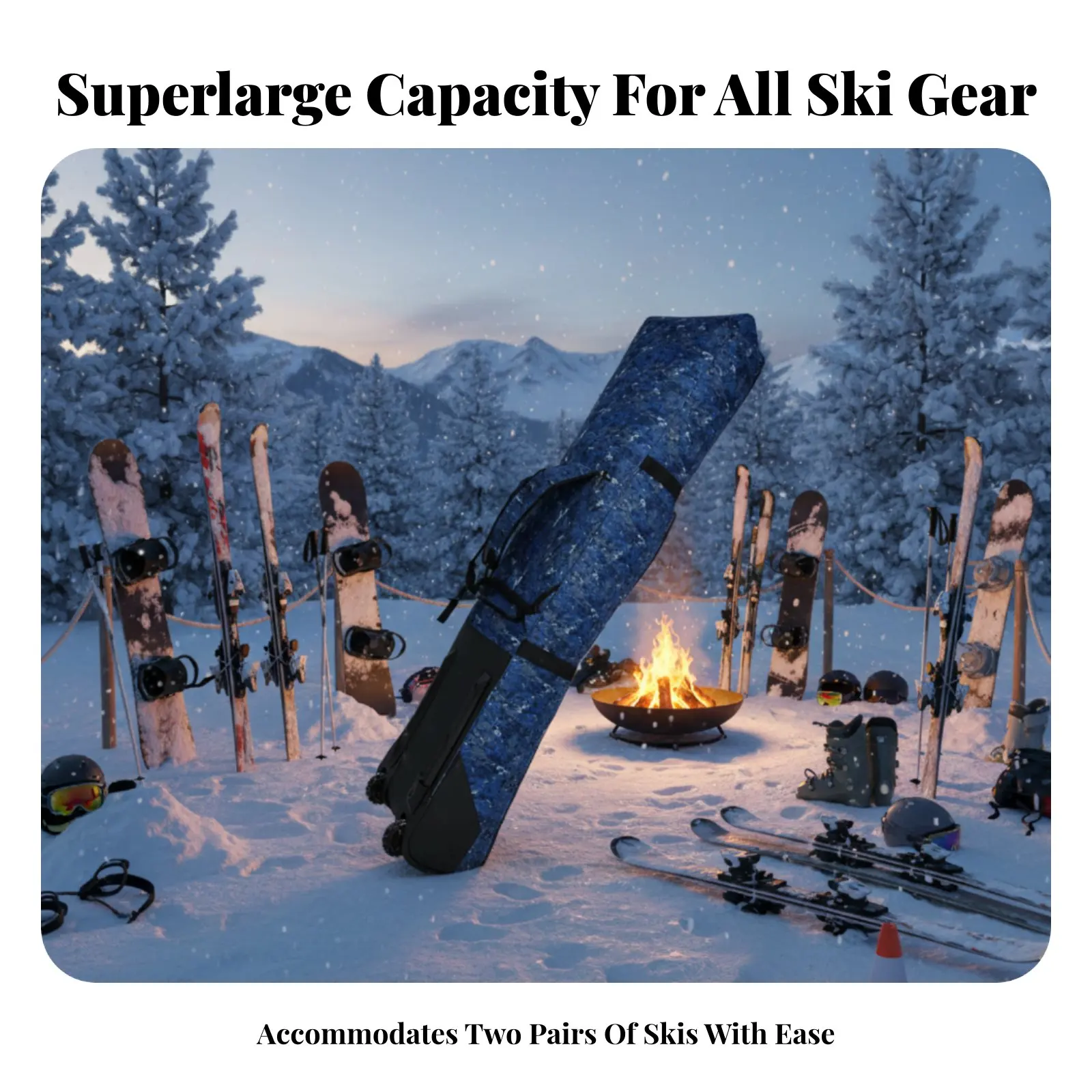 

Snowboard Bag with Wheels, Dual-Use Ski Boot Bag, Large Capacity, Navy, Easy Mobility