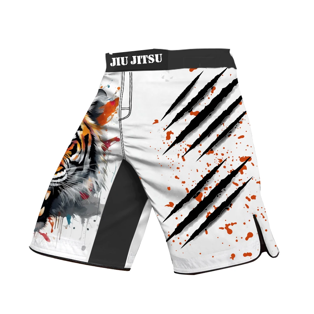 Men's MMA Shorts, Boxing Shorts, Tiger Print Fight Shorts, Mixed Martial Arts Sportswear, Gym Brazilian Jiu-Jitsu Combat Shorts