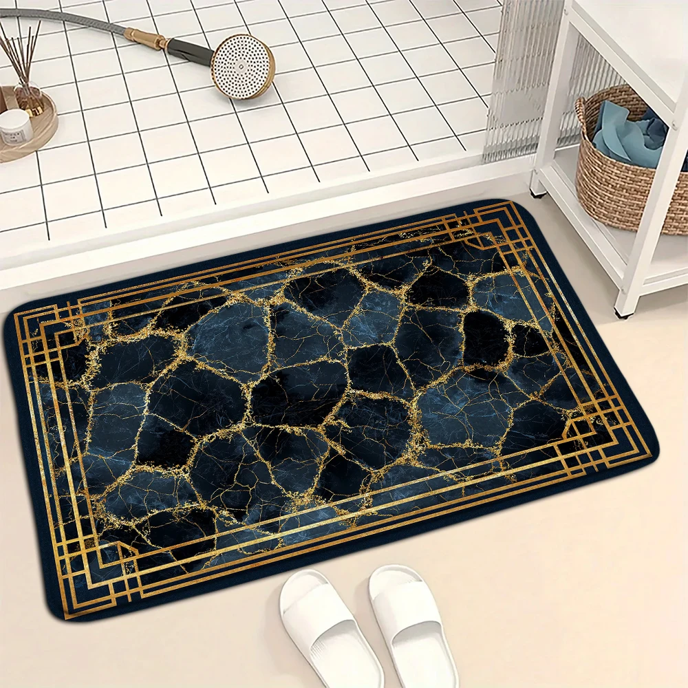 Modern Gold Marble Texture Indoor Door Mat Printed Floor Mat Entrance Carpet Bathroom Absorbent Non Slip Mat Kitchen Door Mat