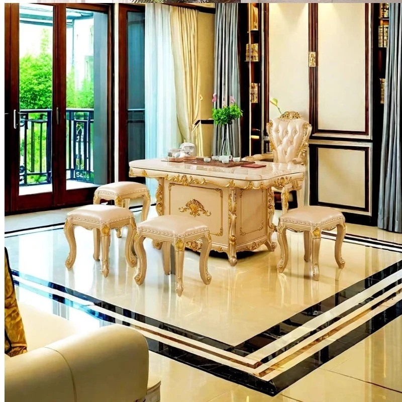 balcony tea table and chair combination home office tea table set automatic boiling water solid wood tea table