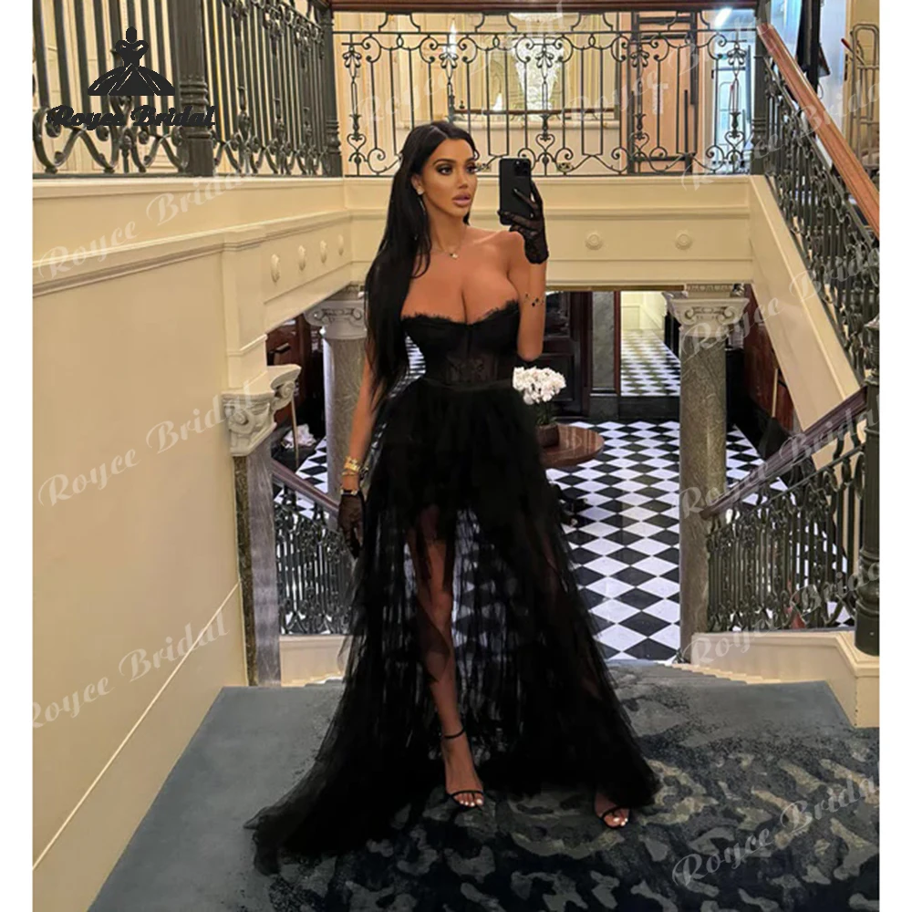 Sexy Tiered A Line Dresses Evening 2026 Strapless High Side Slit Women's Formal…