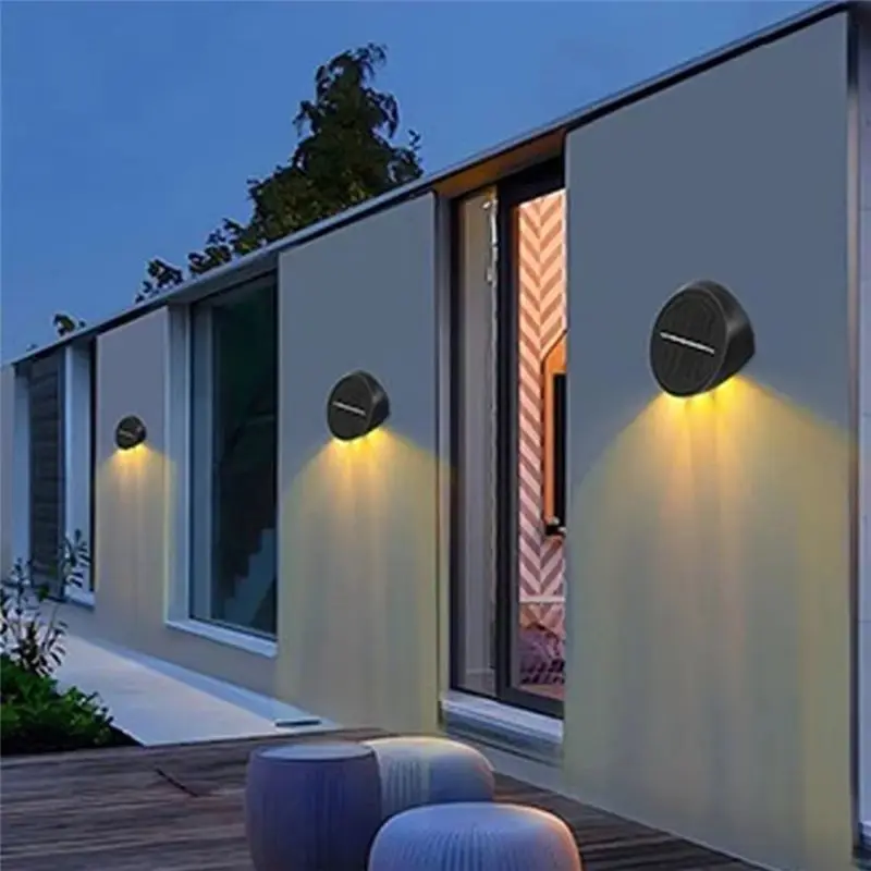ABVJ-Waterproof Solar Wall Lights Outdoor 3 LED Fence Lamp Energy Efficient Wall Washer Lights A