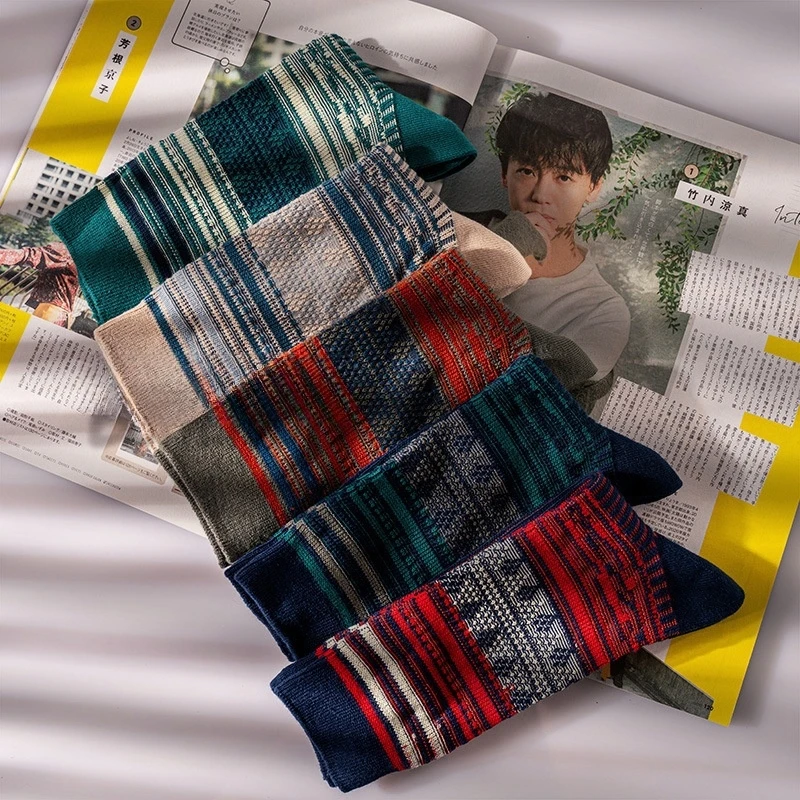 

Miosam, мужские модные дизайнерские носки из чесаного хлопка высшего качества, повседневные дышащие мужские носки, впитывающие пот