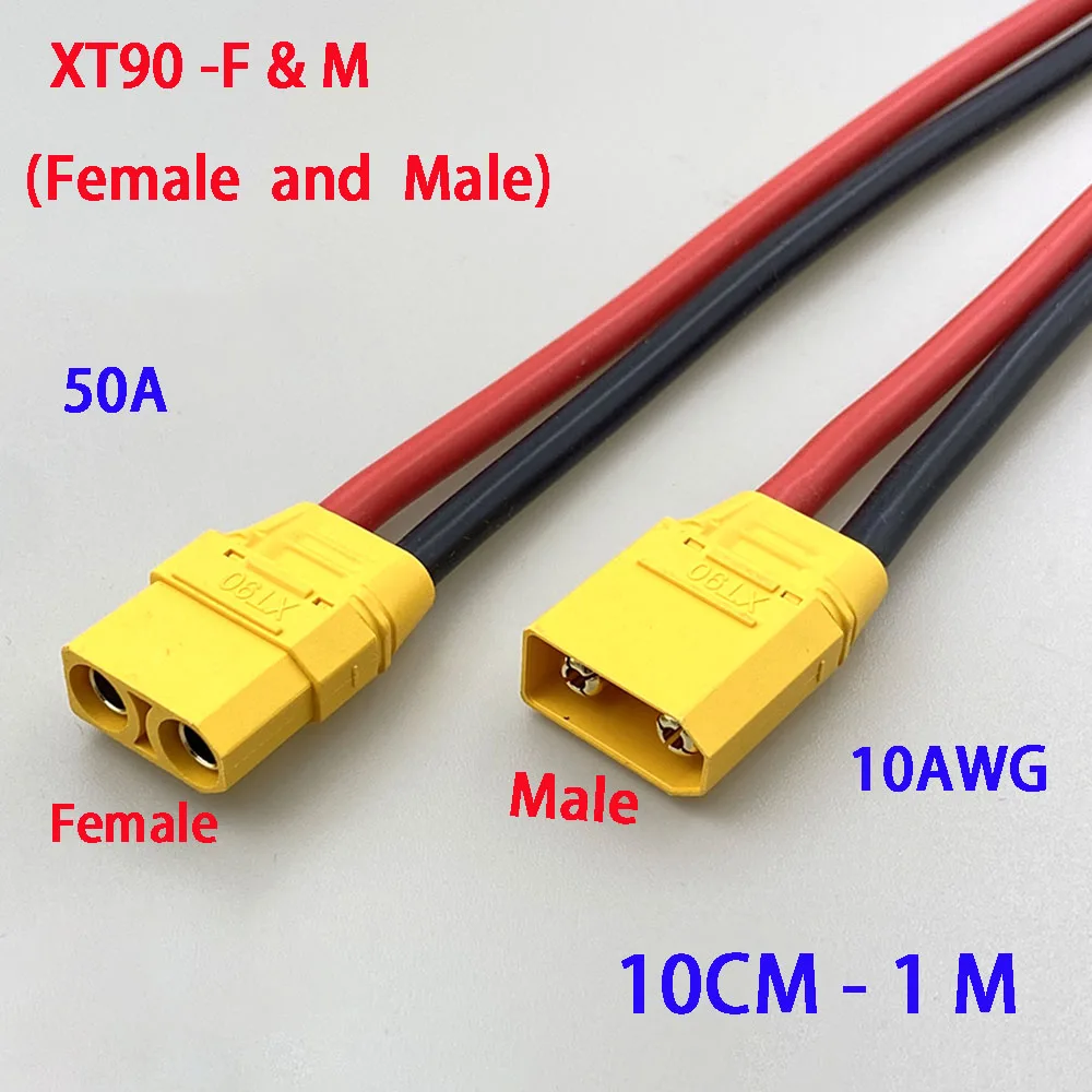 XT90 H Male Female Connector Plug Pigtails 10AWG Silicone Wire RC Battery Cable for RC Model Aircraft Electric