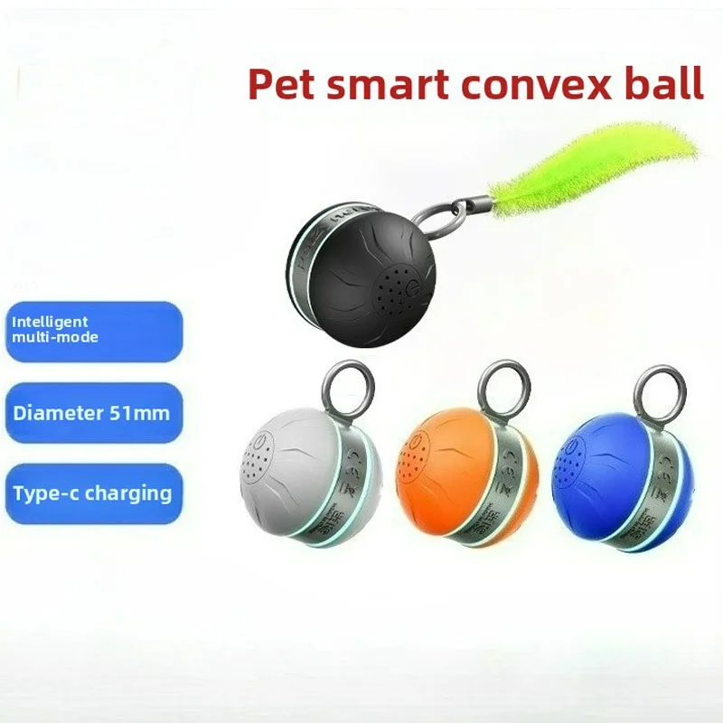 

Cat Interactive Ball Toy Automatic Electric Rolling Ball Faux Tail Rechargeable Smart Pet Teaser Toy Cat Training Imitate Mouse