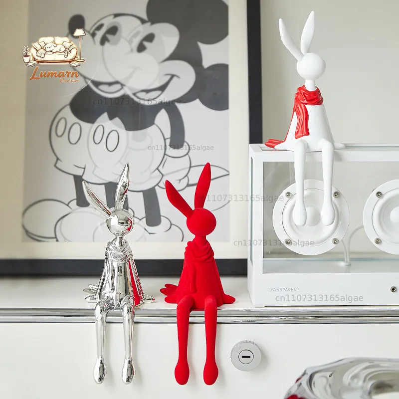 Simple and creative cute rabbit ornament home living room desktop TV cabinet entrance long ears hanging feet sitting rabbit orn