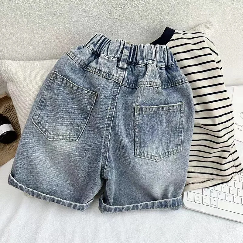 Children Ripped Jeans Spring Autumn Boys Girls Denim Jeans Korean Fashion Kids Trousers Toddler Casual Loose Pants 2024 New 2-8Y