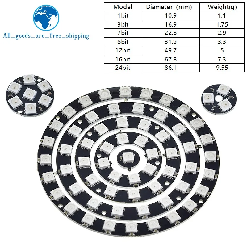 4 8 12 16 kanaals WS2812 WS2812B WS 2811 5050 RGB LED Lamppaneelmodule 5V 1Bit 4Bit 8Bit 12Bit 16Bit 24Bit Regenboog LED Nauwkeurig