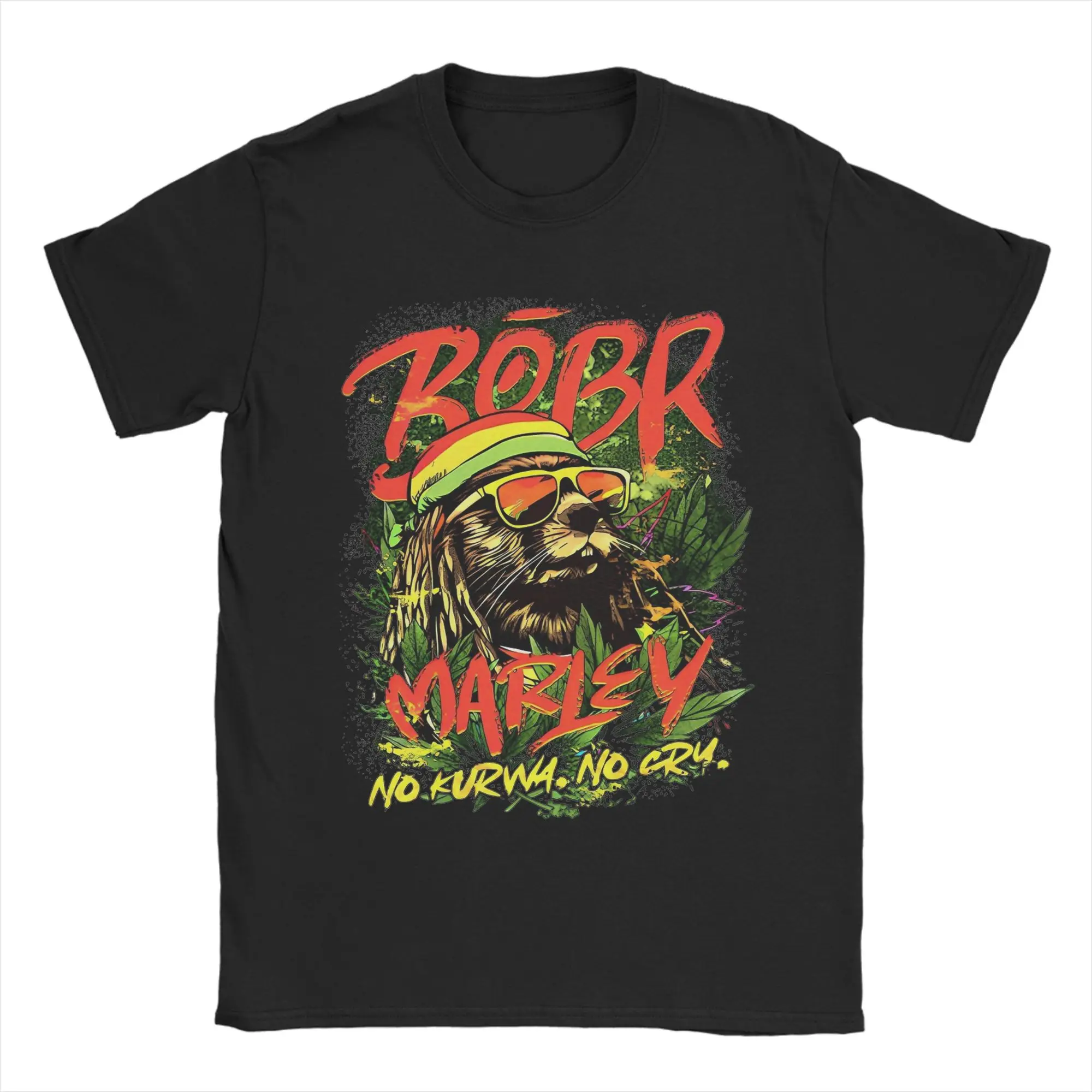 Bobr Marley No Kurwa No Cry Kurwa Bober Beaver Boberek Men T Shirt Tees Short Sleeve Crew Neck T-Shirts 100% Cotton Summer