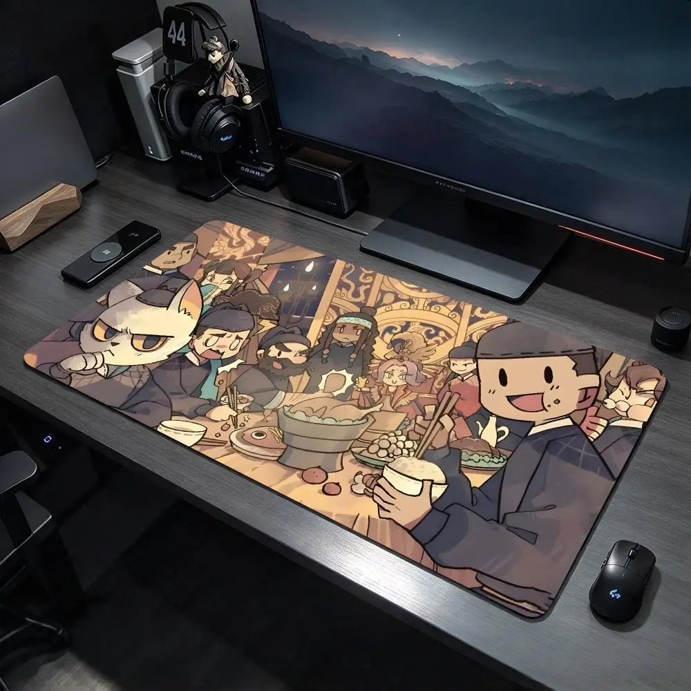 Mystical Animation W-White Cat Legend Mouse Pads Large Gaming Mousepad Desk Mat Non Slip Bottom Featuring Stitched Edges