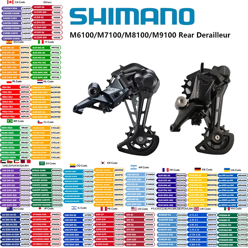 

SHIMANO DEORE SLX XT RD XTR M6100 M7100 M7120 M8100 M8120 M9100 12S SGS Rear Derailleurs MTB Derailleurs 12-Speed Mountain Bike