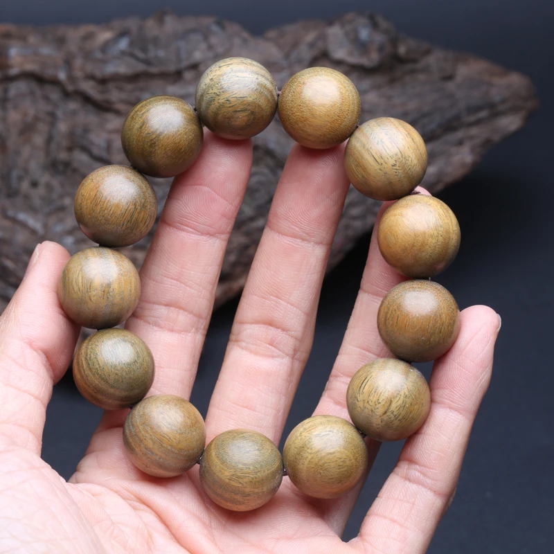 Genuine SandalWood Beaded 15mm Buddhist Bracelet  Rosary  Yoga Bracelet Ladies And Men\'s Unisex (SandalWood) Elastic Bracelet