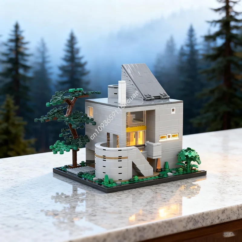 

752pcs MOC Gwathmey House Architectureed Model Building Toy Blocks Christmas Gifts Construction DIY Creative Brick Birthday