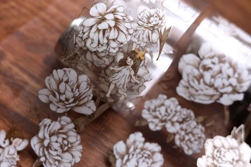 Vintage Summer Story Flower Fairy Girl Cute Washi Masking PET Tape Roll