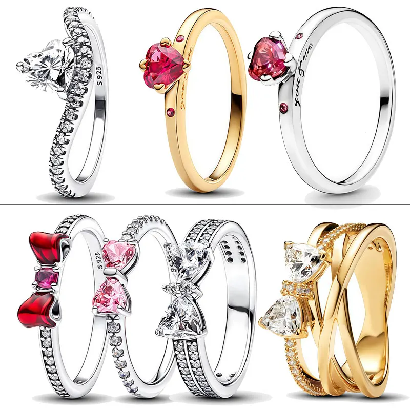 2025 New 925 Silver Ring Red Bow Ring Explosion of Love Finger ring For Women Gift  Anniversary Original Brand Fine Jewelry