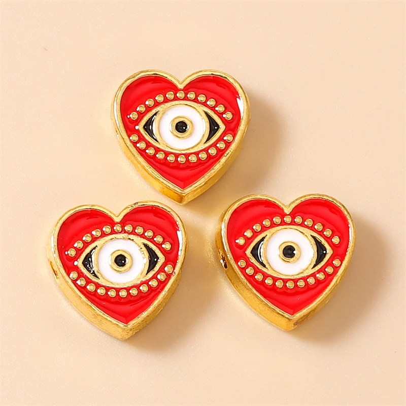 

Leslie 10pcs Colorful Enamel Turkish Lucky Eye Heart Charms for Earring Necklace Blue Eye Pendants DIY Jewelry Accessories
