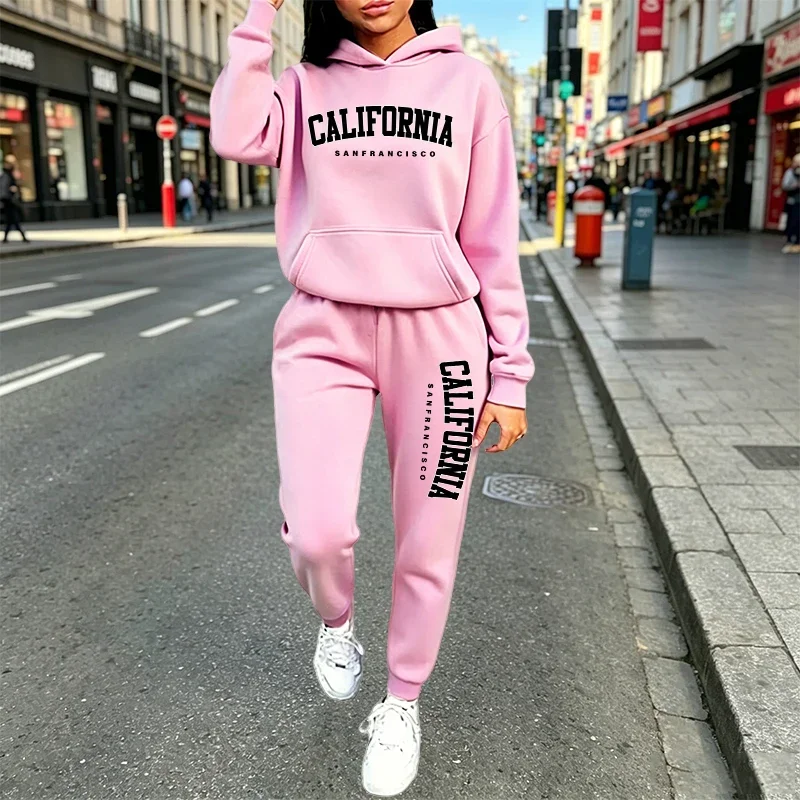 Urban Casual Fashion Hoodie Jogger Suit Autumn Winter Outfit 2026 New Arrival Women's Tracksuit Hooded Sweatshirt and Sweatpants view 6