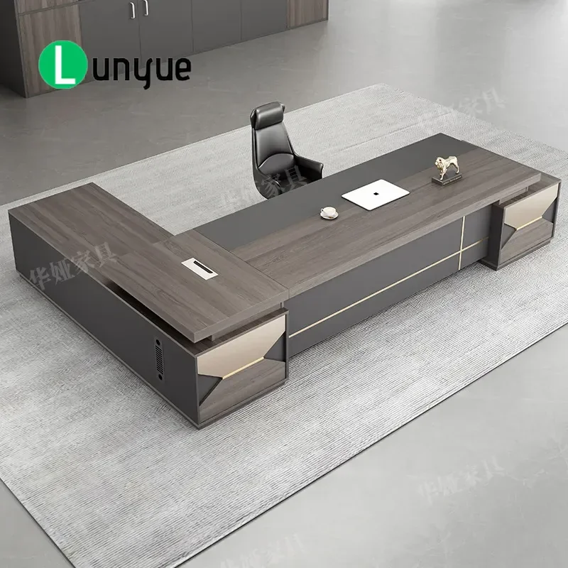 Light Luxury Modern Italian Style Executive Desk and Chair Set Simple Office Furniture for Manager President Boss Table