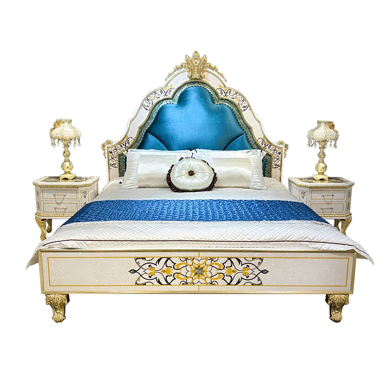 

Кровать из французской ткани, европейский комплект, тканевая кровать для главной спальни из массива дерева, кровать принцессы с мягкой спинкой