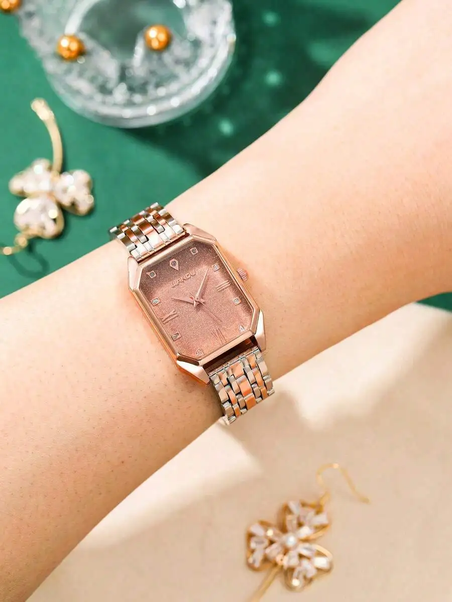 SOKI 1pc Women's Watch, Vintage Casual Fashion Minimalist Square Quartz Wristwatch, Suitable For Daily Wear, Birthday Gift,
