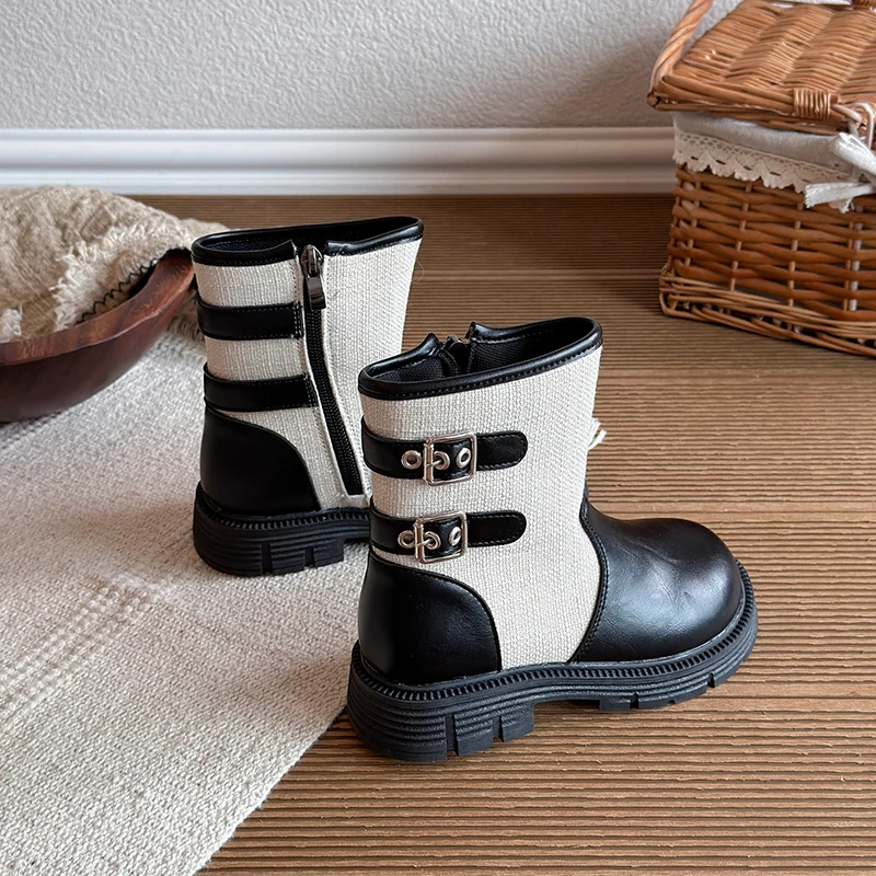 Children Ankle Boots for Girls Autumn Winter New Fashion Boot Comfortable British Style Casual Versatile Trendy PU Leather Shoes