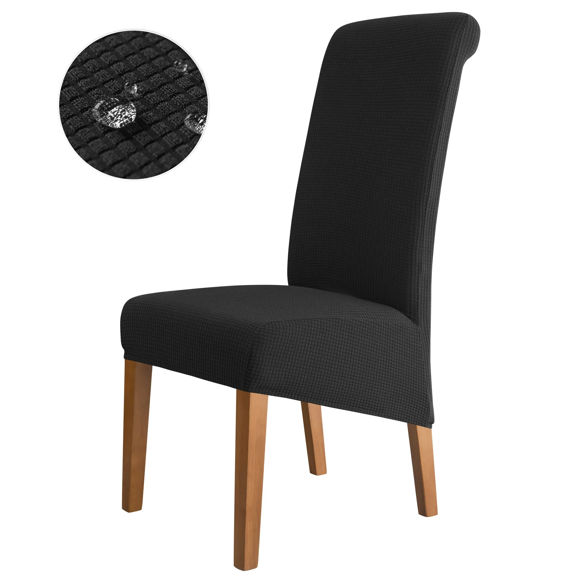 Wasserabweisender Stuhlbezug mit hoher Rückenlehne, Jacquard-Stretch, Stuhlhussen in XL-Größe für Esszimmer, schmutzabweisend, pflegeleicht, Sitzschutz