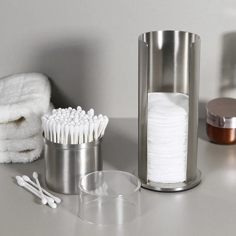 2-Tier Stainless Steel Cotton Swab Holder Bathroom Countertop Organizer for Q-tips&Cotton Pads Makeup Accessories Organizer Gift