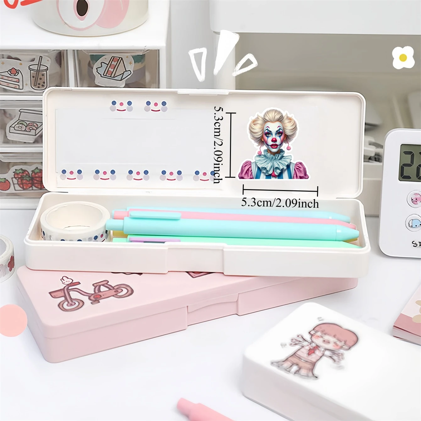 19pcs Cute Retro Circus amusement park Stickers,Handbook Scrapbooking Literature And Art, Characters Decoration Mobile Phone