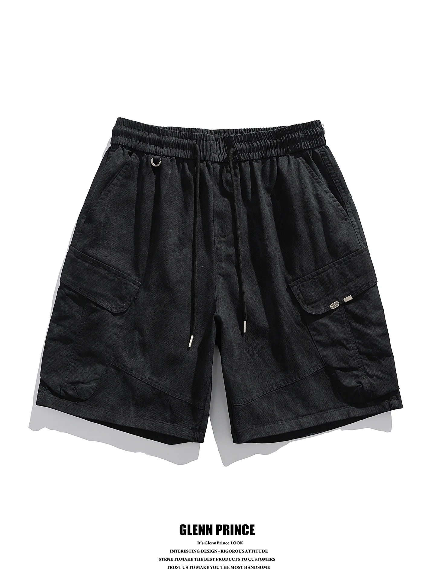 

GPstudio Japanese Style Washed Pure Cotton Workwear Shorts Men Summer Thin Loose Straight Casual Five-Quarter Pants