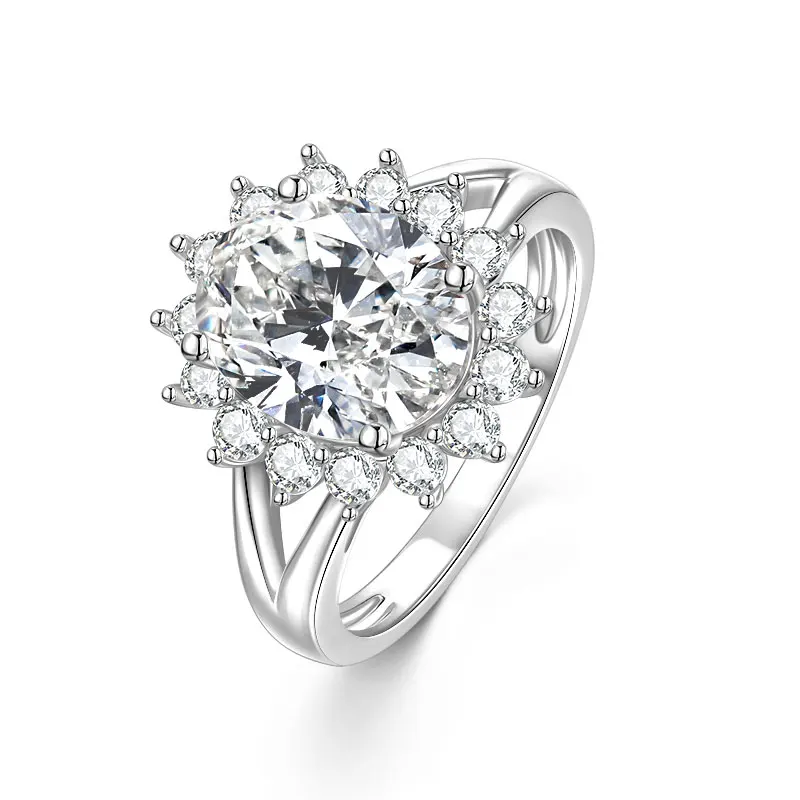 Aurelique 14k Gold Filled 9x11mm 4CT Cubic Zirconia Wedding Split Shank Rings For Women Engagement Finger Ring Jewelry Gift