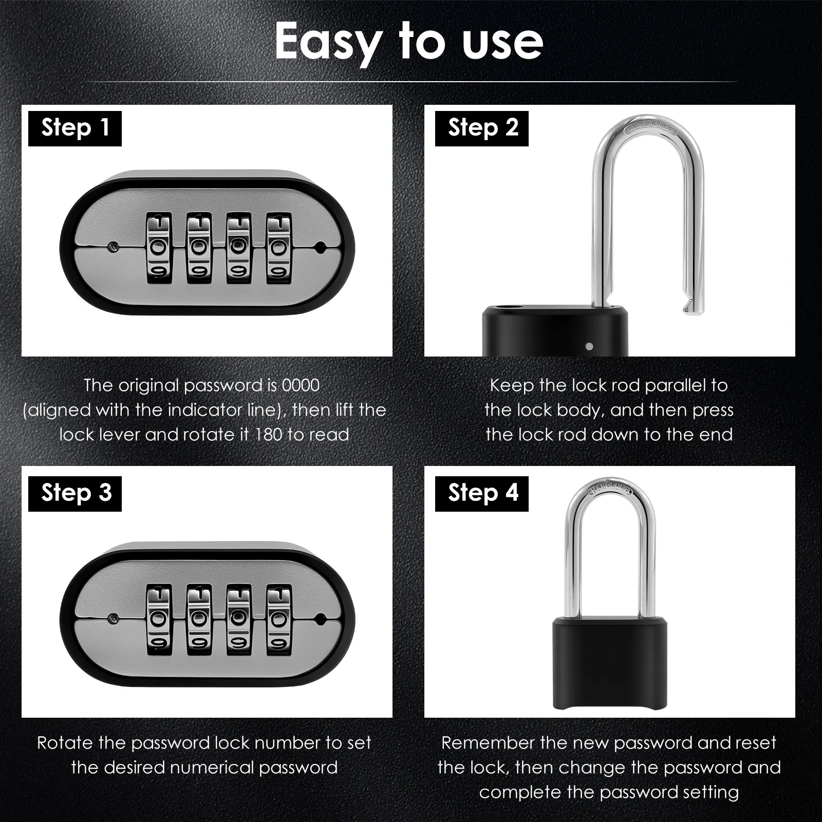 الثقيلة قفل مجمع تكبل طويل 8 مللي متر سميكة 4 أرقام قفل خزانة مانعة لتسرب الماء في الهواء الطلق قفل مجمع للبوابة ، سقيفة #4