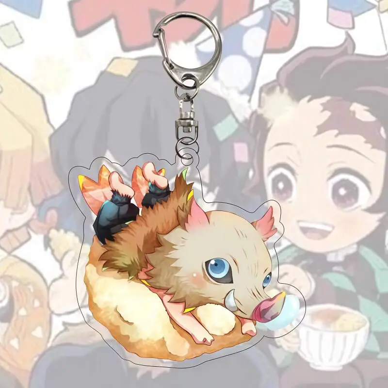 Anime Kamado Tanjirou Nezuko Agatsuma Zenitsu Rengoku Kyoujurou Hashibira Inosuke acrylique porte-clés sac à dos pendentif décoration