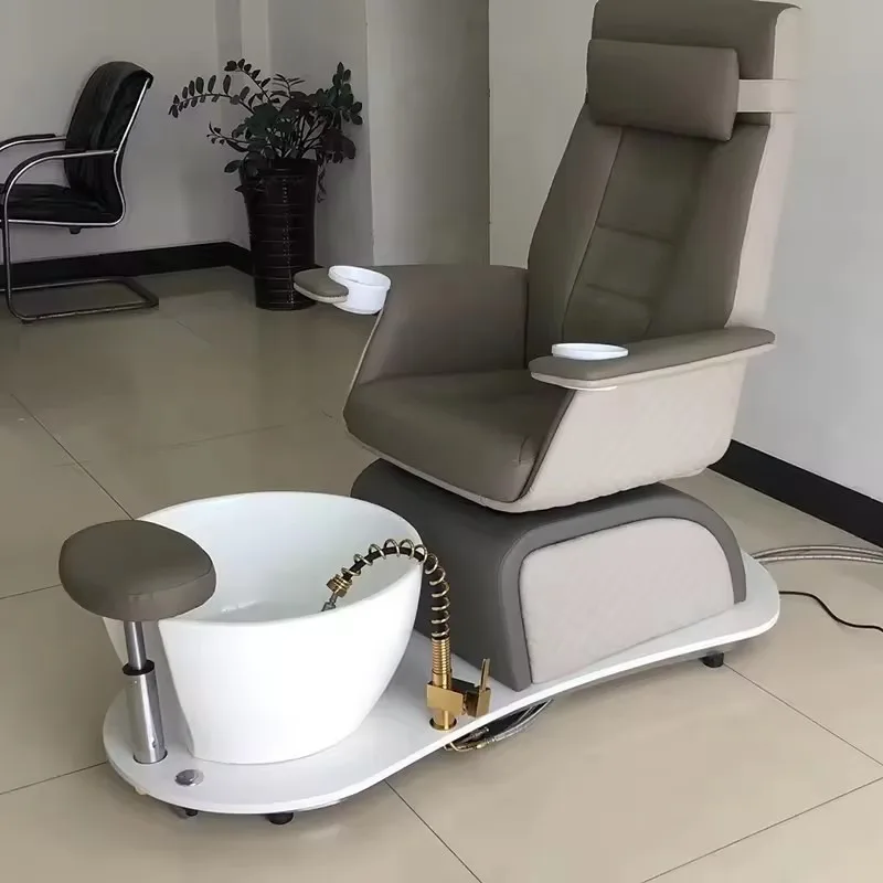 2026 Luxury Style Foot Massage Equipment Grey Modern Pedicure Spa Chair With Pump Drain