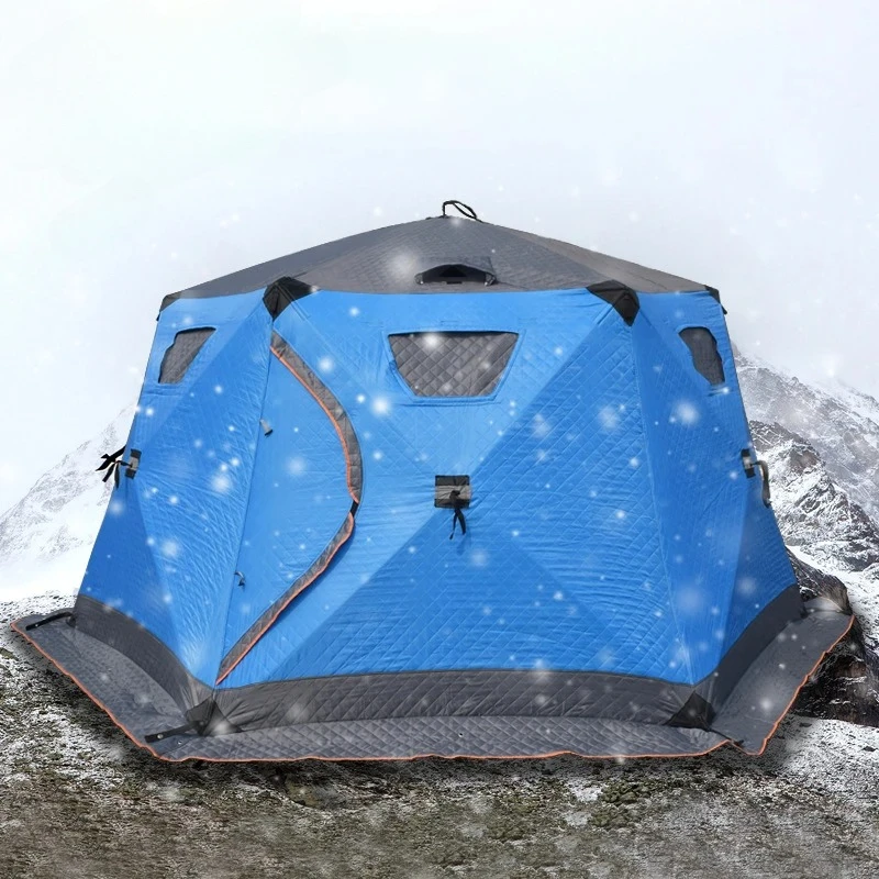 Hexagonal Mammoth Winter fishing Tent Outdoor With Windows Automatic Quick Opening Tent 5/8 Person Windproof and Waterproof