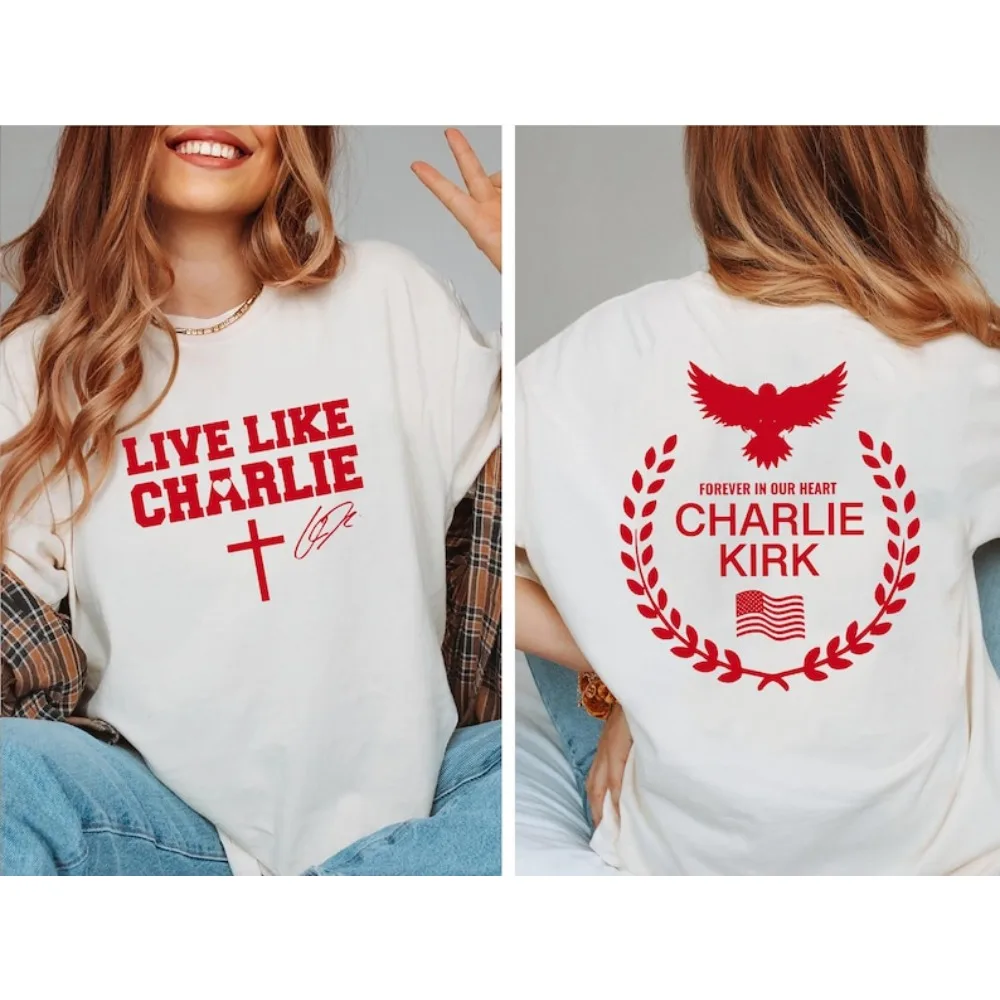 Charlie Kirk Red Freedom TShirt 2-Sided We Wear Red Oct 14th American Women Tee Charlie Cotton Tee A True Patriot Women Clothing