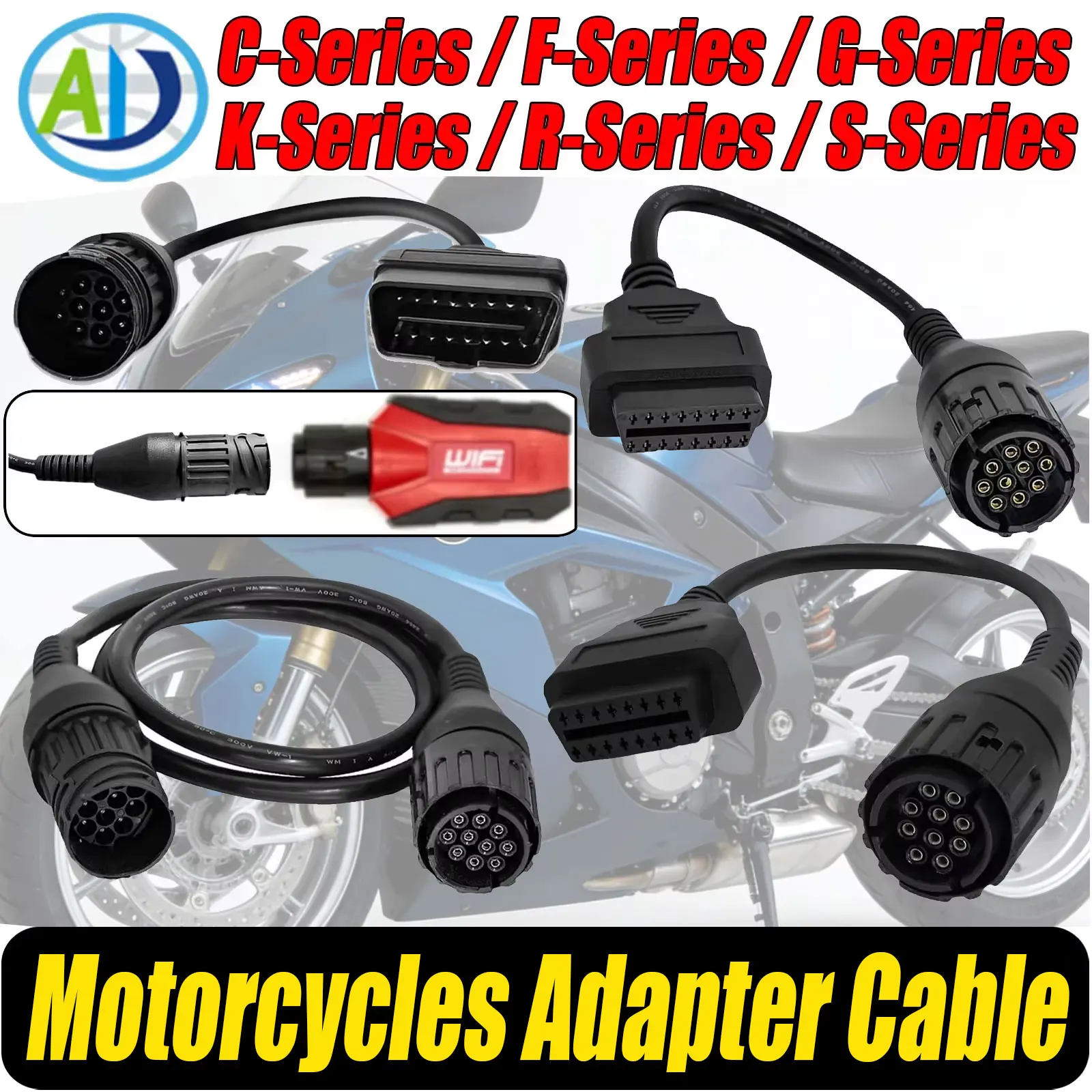 10Pin OBD2 Diagnostic Cable For C/F/G/K/R Series Motorcycle OBD2 Cable for GS-911 WIFI Scanner Motorcycle Diagnostic Connector