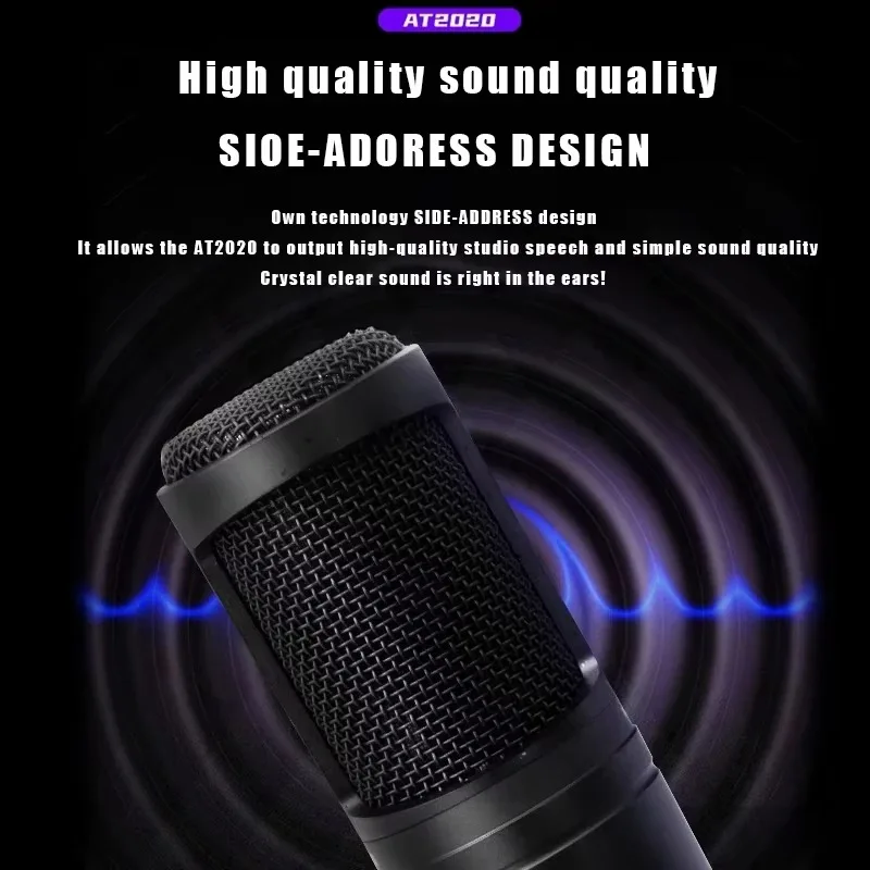 Oryginalny mikrofon kondensatorowy Audio Technica AT2020, kardioidalny, profesjonalny mikrofon studyjny XLR do podcastów, streamingu i nagrywania. — zdjęcie produktu 3
