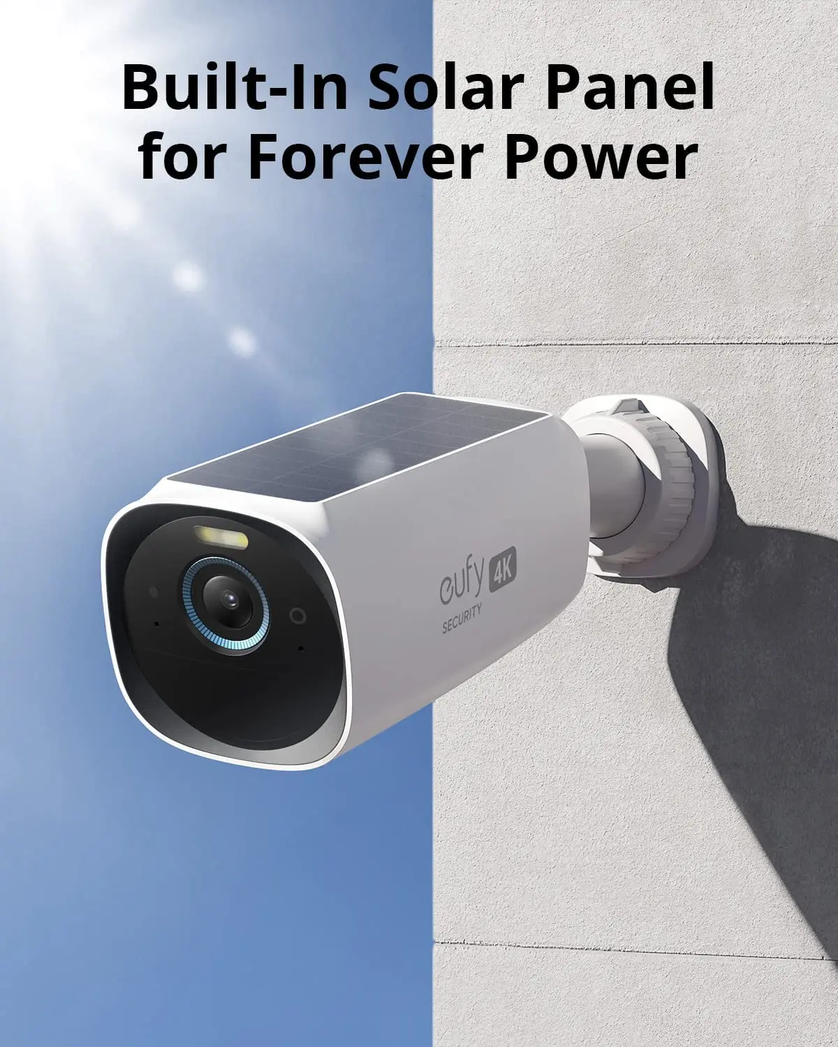 eufy segurança S330 eufyCam 3 Câmera de segurança externa sem fio 4K Câmera Painel solar Forever Power Face Recognition AI