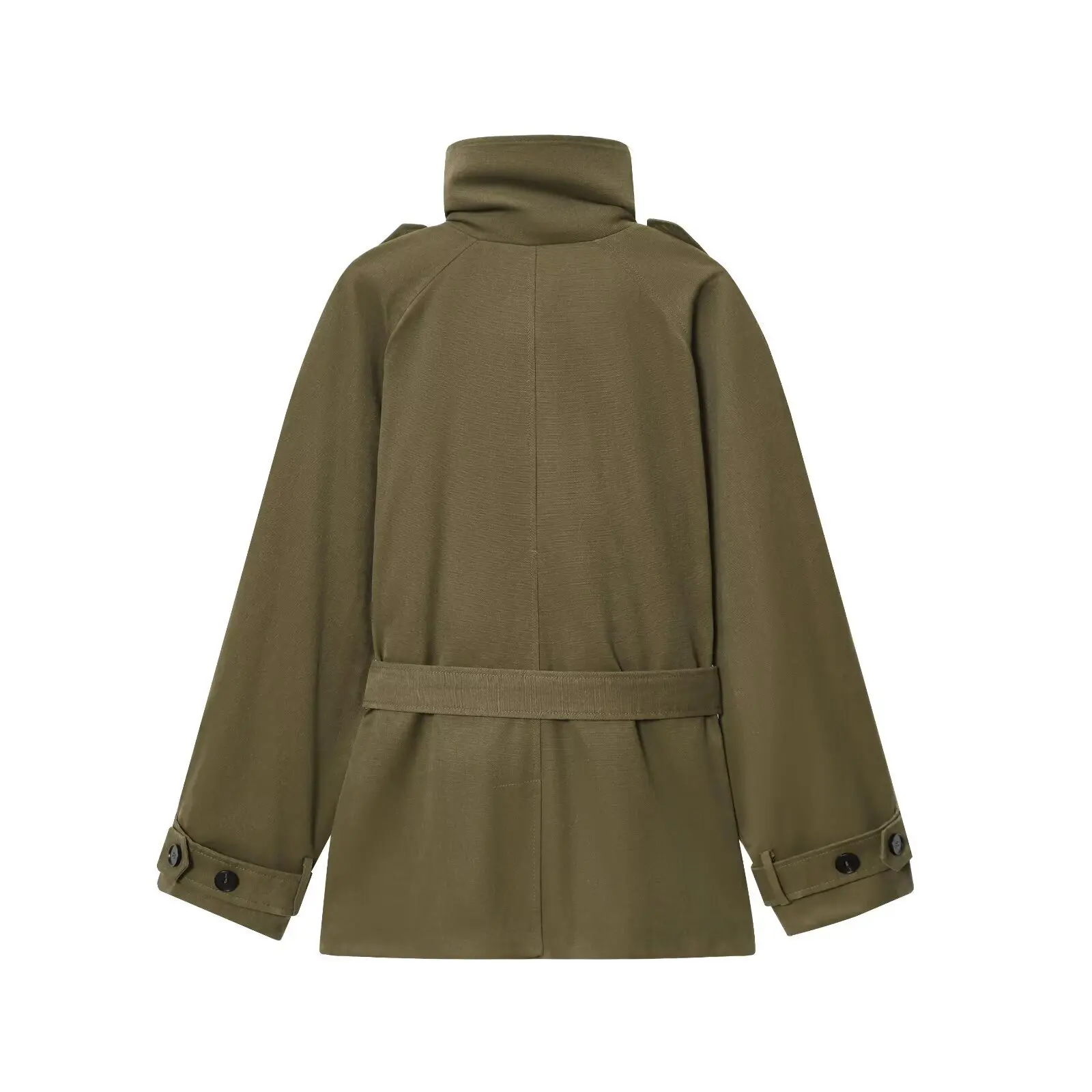 Maxdutti Autumn Winter Women's Jacket,Woman Clothes Ropa Mujer Minimalist Army Green Trench Coat With Waist-fitting Windbreaker