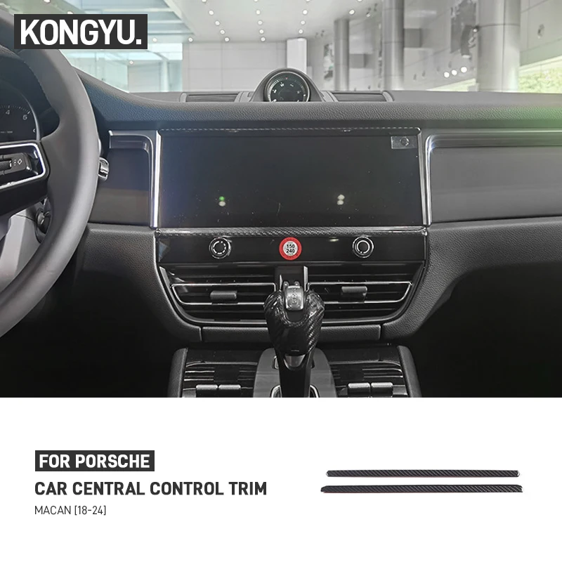 

Настоящее сухое углеродное волокно, центральное управление автомобиля, навигационный экран, декоративная полоса, GPS-панель, наклейка для Porsche Macan 2018-2024