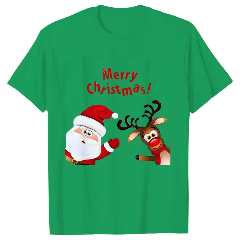 Merry Christmas Women T-Shirt Santa Claus Reindeer Print Tops Fashion Hip Hop Streetwear Casual Short Sleeve Tee Female Clothing