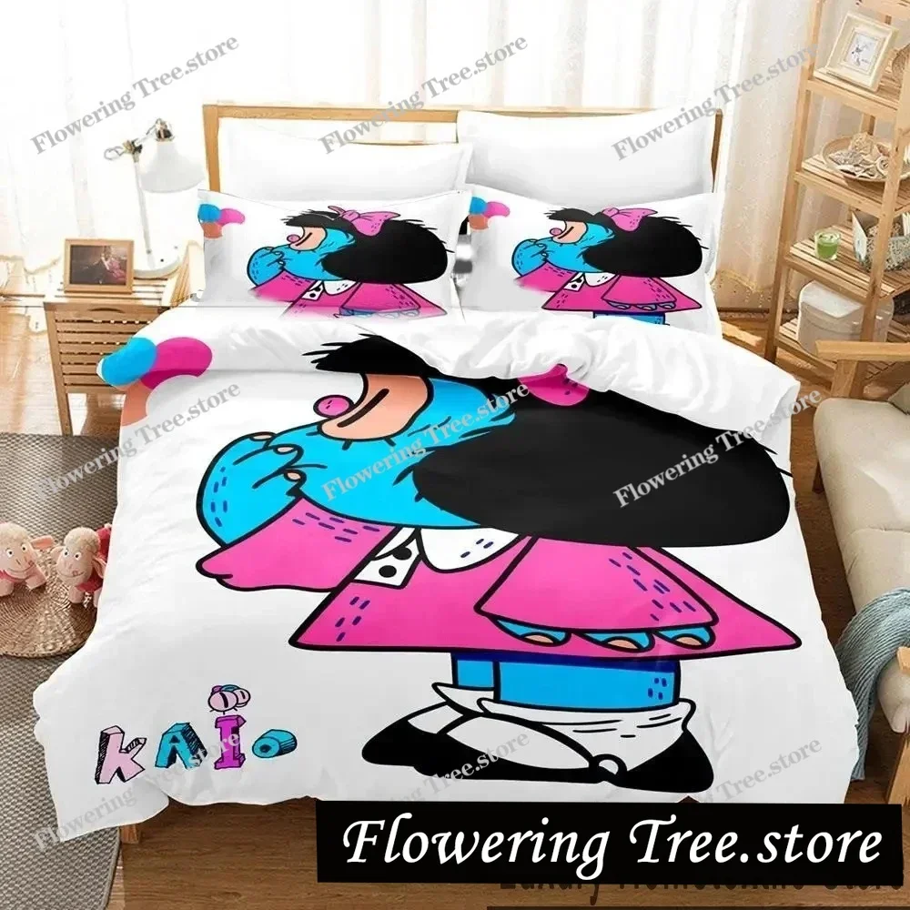 

3D Print Mafalda Bedding Set Boys Girls Twin Queen King Size Duvet Cover Pillowcase Bed Boys Adult Home Textileextile